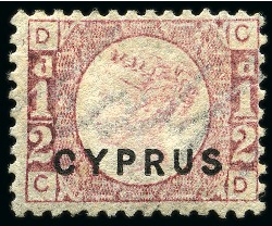 Stamp of Cyprus » Overprinted Stamps of Great Britain 1880 1/2d Rose pl.12 mint, very fine (SG £225)