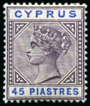 Stamp of Cyprus » Queen Victoria Keyplate Issues 1894-96 Wmk CA 1/2pi to 45 pi mint group with at least 2 of each value + Specimen set