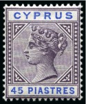 Stamp of Cyprus » Queen Victoria Keyplate Issues 1894-96 Wmk CA 1/2pi to 45 pi mint group with at least 2 of each value + Specimen set