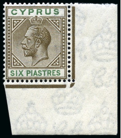 Stamp of Cyprus » King George V Issues 1921-23 Wmk Script CA 2pi blue & purple in mint lower right corner marginal single showing BROKEN BOTTOM LEFT TRIANGLE variety