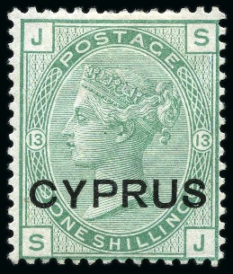 Stamp of Cyprus » Overprinted Stamps of Great Britain 1880 2 1/2d to 1s mint group incl. 2 1/2d pl.14 (4), 4d pl.16 (4 mint, 2 unused) and 6d pl.16 wing marginal unused and 1s pl.13 unused