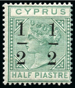 Stamp of Cyprus » Queen Victoria Keyplate Issues 1886 Wmk CA 1/2 on 1/2pi (fractions 6mm apart) mint