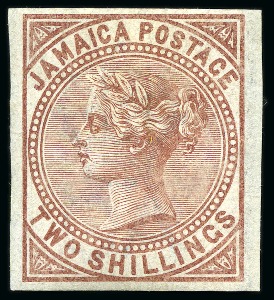 Stamp of Jamaica 1883-97 Wmk CA 2s Venetian red imperf. plate proof