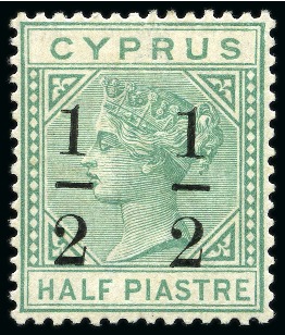 Stamp of Cyprus » Queen Victoria Keyplate Issues 1886 Wmk CA 1/2 on 1/2pi (fractions 6mm apart) mint