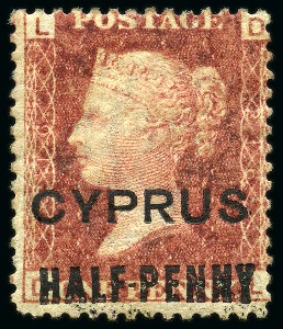 Stamp of Cyprus » Overprinted Stamps of Great Britain 1881 1/2d on 1d (16mm surcharge) pl.216 mint part og