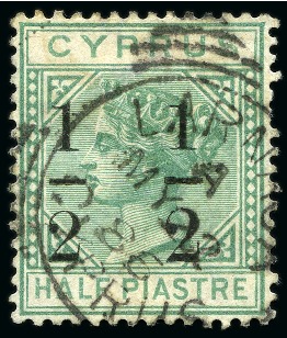 Stamp of Cyprus » Queen Victoria Keyplate Issues 1886 Wmk CA 1/2 on 1/2pi (fractions 6mm apart) with