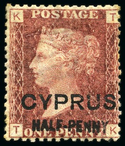 Stamp of Cyprus » Overprinted Stamps of Great Britain 1881 1/2d on 1d (13mm surcharge) red group incl. pl.215 unused and used, pl.217 mint part og and pl.218 mint part og,