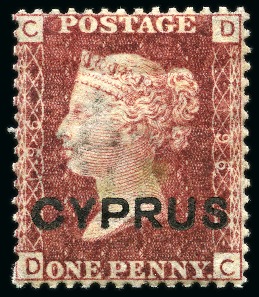 Stamp of Cyprus » Overprinted Stamps of Great Britain 1880 1d Red pl.196 DC showing "thick C" variety, mint
