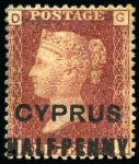Stamp of Cyprus » Overprinted Stamps of Great Britain 1881 1/2d on 1d (18mm surcharge) red mint/unused group of different plates (19)