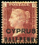 Stamp of Cyprus » Overprinted Stamps of Great Britain 1881 1/2d on 1d (18mm surcharge) red mint/unused group of different plates (19)