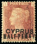 Stamp of Cyprus » Overprinted Stamps of Great Britain 1881 1/2d on 1d (18mm surcharge) red mint/unused group of different plates (19)