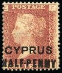 Stamp of Cyprus » Overprinted Stamps of Great Britain 1881 1/2d on 1d (18mm surcharge) red mint/unused group of different plates (19)