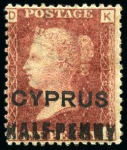 Stamp of Cyprus » Overprinted Stamps of Great Britain 1881 1/2d on 1d (18mm surcharge) red mint/unused group of different plates (19)