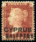 Stamp of Cyprus » Overprinted Stamps of Great Britain 1881 1/2d on 1d (18mm surcharge) red mint/unused group of different plates (19)