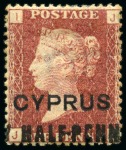 Stamp of Cyprus » Overprinted Stamps of Great Britain 1881 1/2d on 1d (18mm surcharge) red mint/unused group of different plates (19)