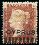 Stamp of Cyprus » Overprinted Stamps of Great Britain 1881 1/2d on 1d (18mm surcharge) red mint/unused group of different plates (19)