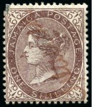 Stamp of Jamaica 1860-70 1d, 3d and 1s with manuscript "Specimen"