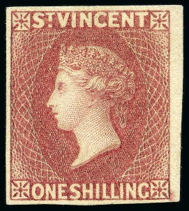 Stamp of St. Vincent 1872 Imperforate Colour Trial: 1s deep rose-red