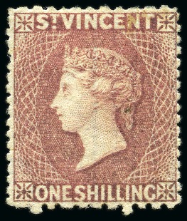 Stamp of St. Vincent 1873 1s lilac-rose, unused with much original gum