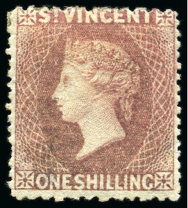 Stamp of St. Vincent 1873 1s lilac-rose, unused with part original gum