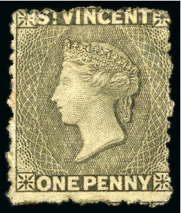 Stamp of St. Vincent Added to another lot (1d drab vert. pair)