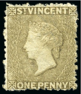 Stamp of St. Vincent 1881 (Dec.) 1d. drab, unused with part original gum