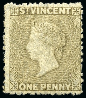 Stamp of St. Vincent 1881 (Dec.) 1d. drab, unused with part original gum