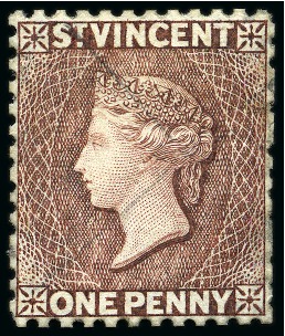 Stamp of St. Vincent 1882 Colour Trials 1d. orange-brown, perf 12, small part og