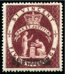 Stamp of St. Vincent 1882 Specimens Type SV1: Group of 14 to 5s