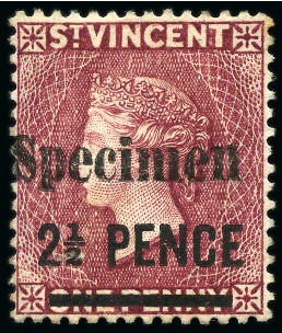 Stamp of St. Vincent 1882 Specimens Type SV1: Group of 14 to 5s