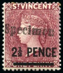 Stamp of St. Vincent 1882 Specimens Type SV1: Group of 14 to 5s