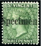 Stamp of St. Vincent 1882 Specimens Type SV1: Group of 14 to 5s