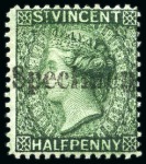 Stamp of St. Vincent 1882 Specimens Type SV1: Group of 14 to 5s