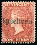 Stamp of St. Vincent 1882 Specimens Type SV1: Group of 14 to 5s