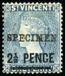 Stamp of St. Vincent 1892 Specimens Type SV4: 1885-93 CA perf 14 1/2d., 1d & 5s and 1890-93 CA perf 14 2 1/2d. on 1d. blue, 6d. and 1s.