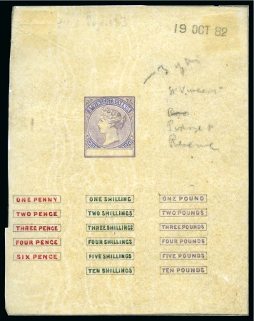 Stamp of St. Vincent REVENUES: 1882 De La Rue Essay: hand-drawn design (without value) inscribed "St VINCENT REVENUE" at top