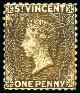 Stamp of St. Vincent 1883-84 Colour Trial: 1d bistre-brown, unused with part original gum