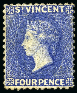 Stamp of St. Vincent 1883-84 4d. grey-blue, unused with small part original gum