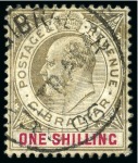 Stamp of Gibraltar 1904-08 Multi Crown CA chalk surfaced paper 2d and 1s with part cds and "ULTRAMAR" hs applied in Gibraltar
