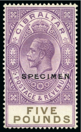 Stamp of Gibraltar 1925-32 New Values & Changed Colour 1s to £5 SPECIMEN set of 7