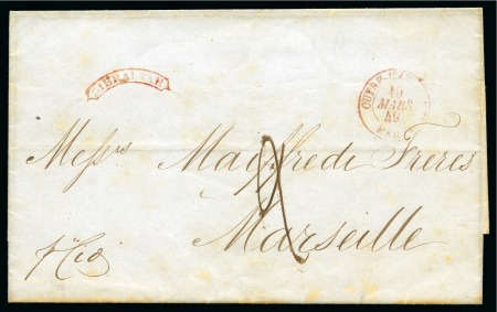 Stamp of Gibraltar 1849 (May 9) Wrapper from Gibraltar to France bearing a fine strike of the rare small arc ''GIBRALTAR'' hs,