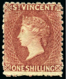 Stamp of St. Vincent 1872 1s deep rose-red, unused with part original gum
