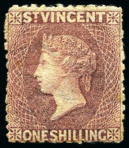 Stamp of St. Vincent 1872 1s deep rose-red, unused with part original gum