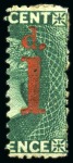 Stamp of St. Vincent 1880 1d. on half 6d. bright blue-green, unused left half and right half, both with part original gum