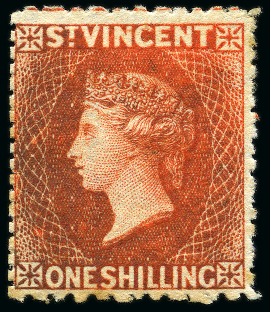 Stamp of St. Vincent 1875-77 1s vermilion, unused, large part original gum