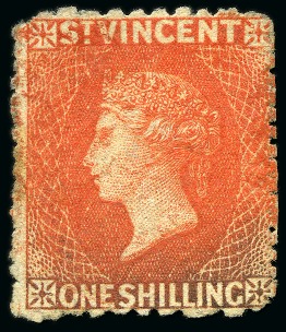 Stamp of St. Vincent 1875-77 1s vermilion, unused, part original gum