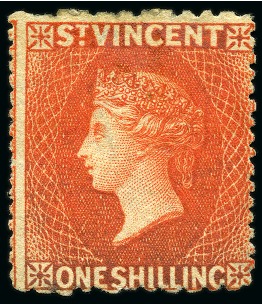Stamp of St. Vincent 1875-77 1s vermilion, unused, part original gum