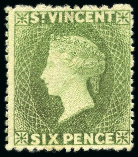 Stamp of St. Vincent 1875-77 6d pale green, unused, part original gum