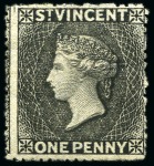 Stamp of St. Vincent 1871 1d black, 1872-75 1d black and 1875-78 1d black, all unused with part original gum
