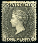 Stamp of St. Vincent 1871 1d black, 1872-75 1d black and 1875-78 1d black, all unused with part original gum